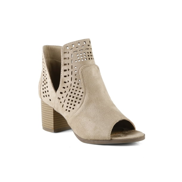 New Women's Fall Winter Cut-Out Perforated Peep Toe Chunky Heel Ankle Bootie New Women's Fall Winter Cut-Out Perforated Peep Toe Chunky Heel Ankle Bootie